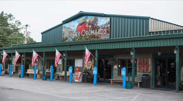 Mercier Orchards in Blue Ridge, Georgia, featuring the orchard café and fresh bakery treats.