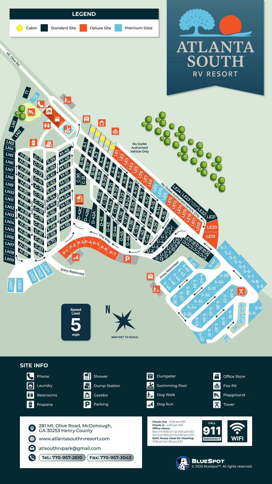 Atlanta South RV Resort, McDonough GA Map