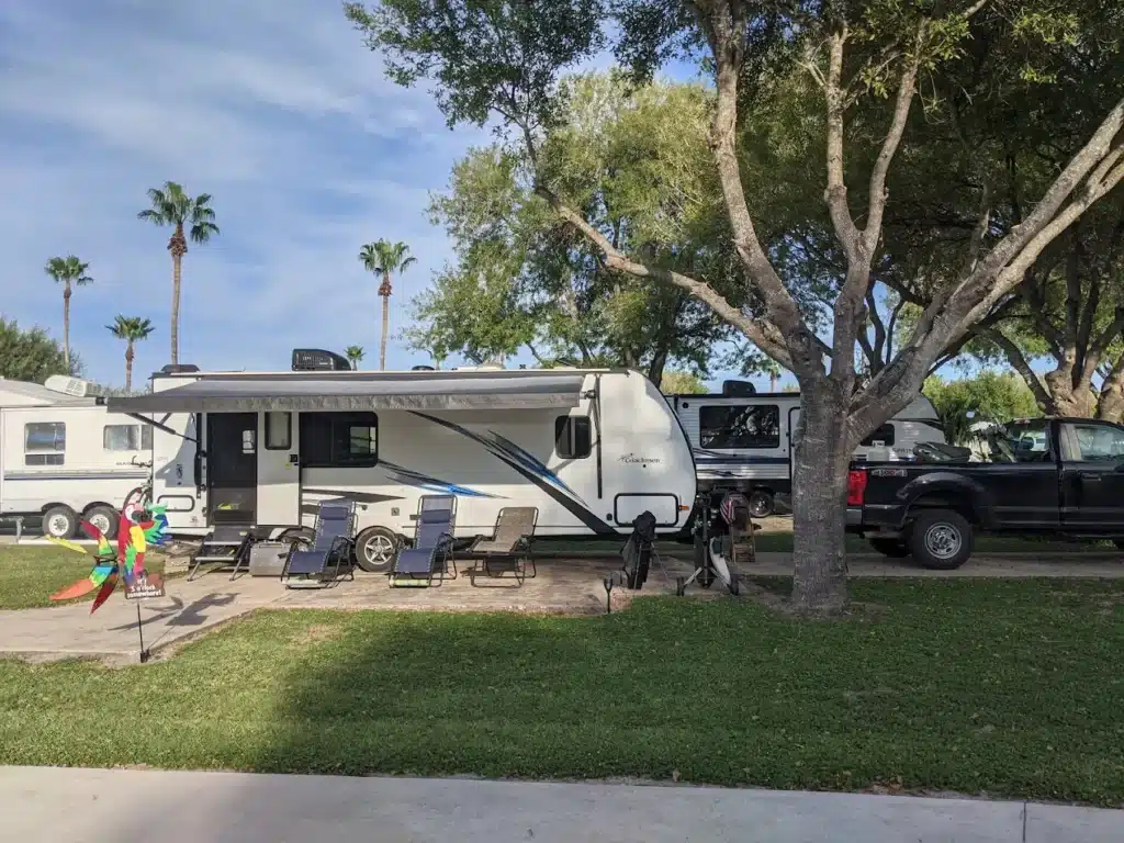RV campsite at Alamo Rose RV Park in Alamo Texas