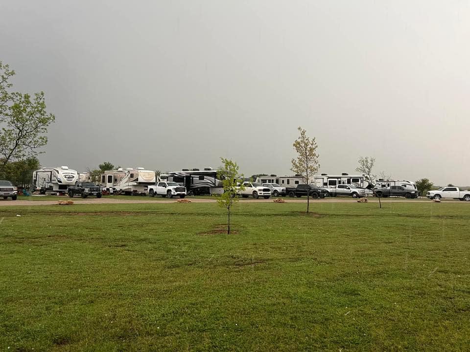RV campers at Inez Spring Riverfront RV Park in Texas