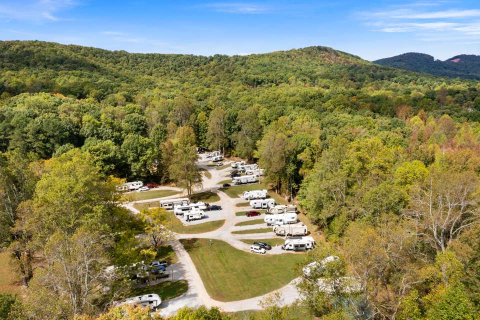 Leisure Acres RV Resort surrounded by North Georgia mountains and wooded scenery near Helen, Georgia