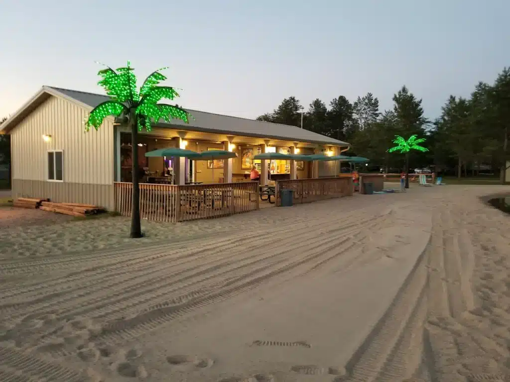 Clubhouse and outdoor gathering area at Shangri-La Campground in Wisconsin