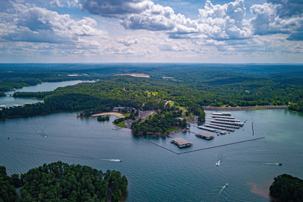 Aerial view of Allatoona Landing Marine Resort.