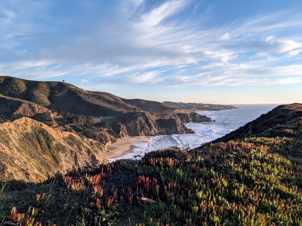 Scenic coastal cliffs and ocean view in Half Moon Bay California