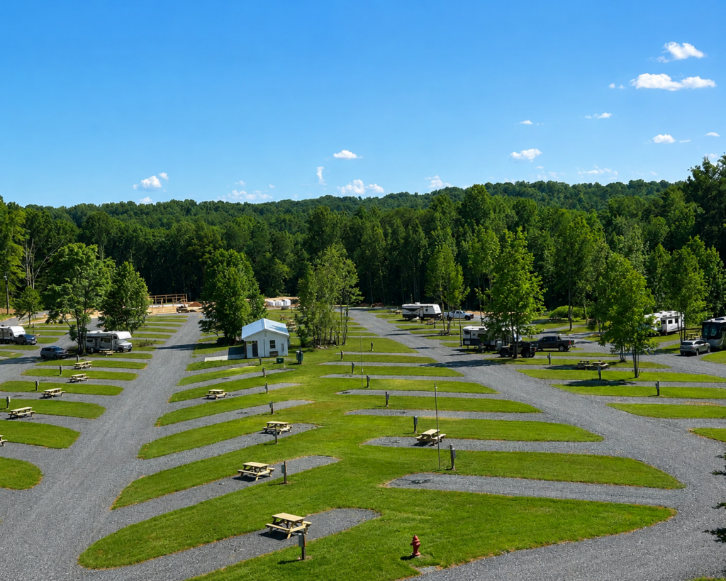 Scenic RV campground with mountain views and spacious sites