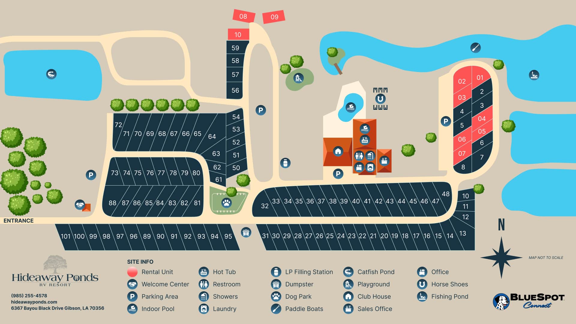Hideaway Ponds RV Resort map