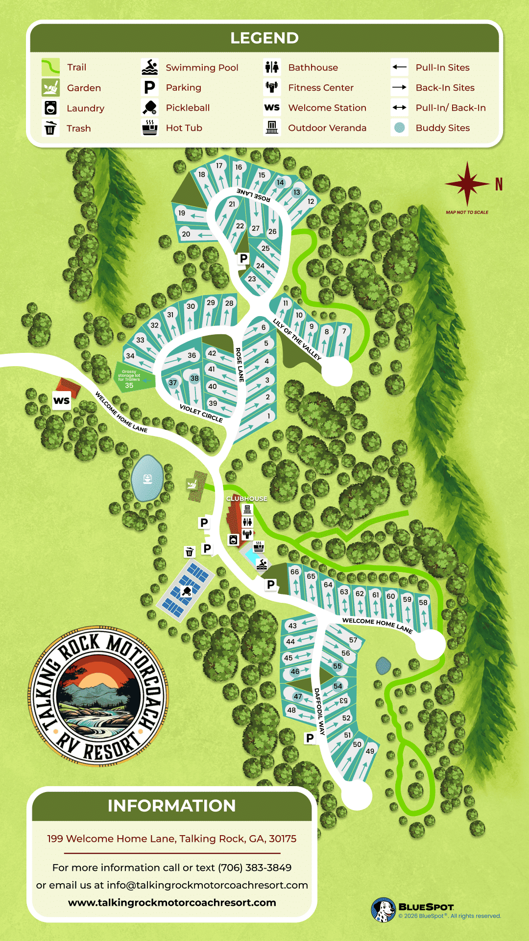 Talking Rock Motorcoach Resort Campground Map in Talking Rock, GA