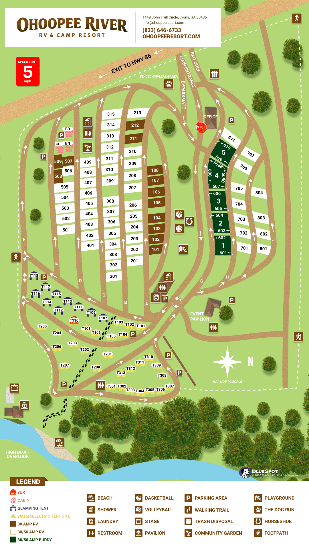 OHOOPEE RIVER RV and CAMP RESORT MAP