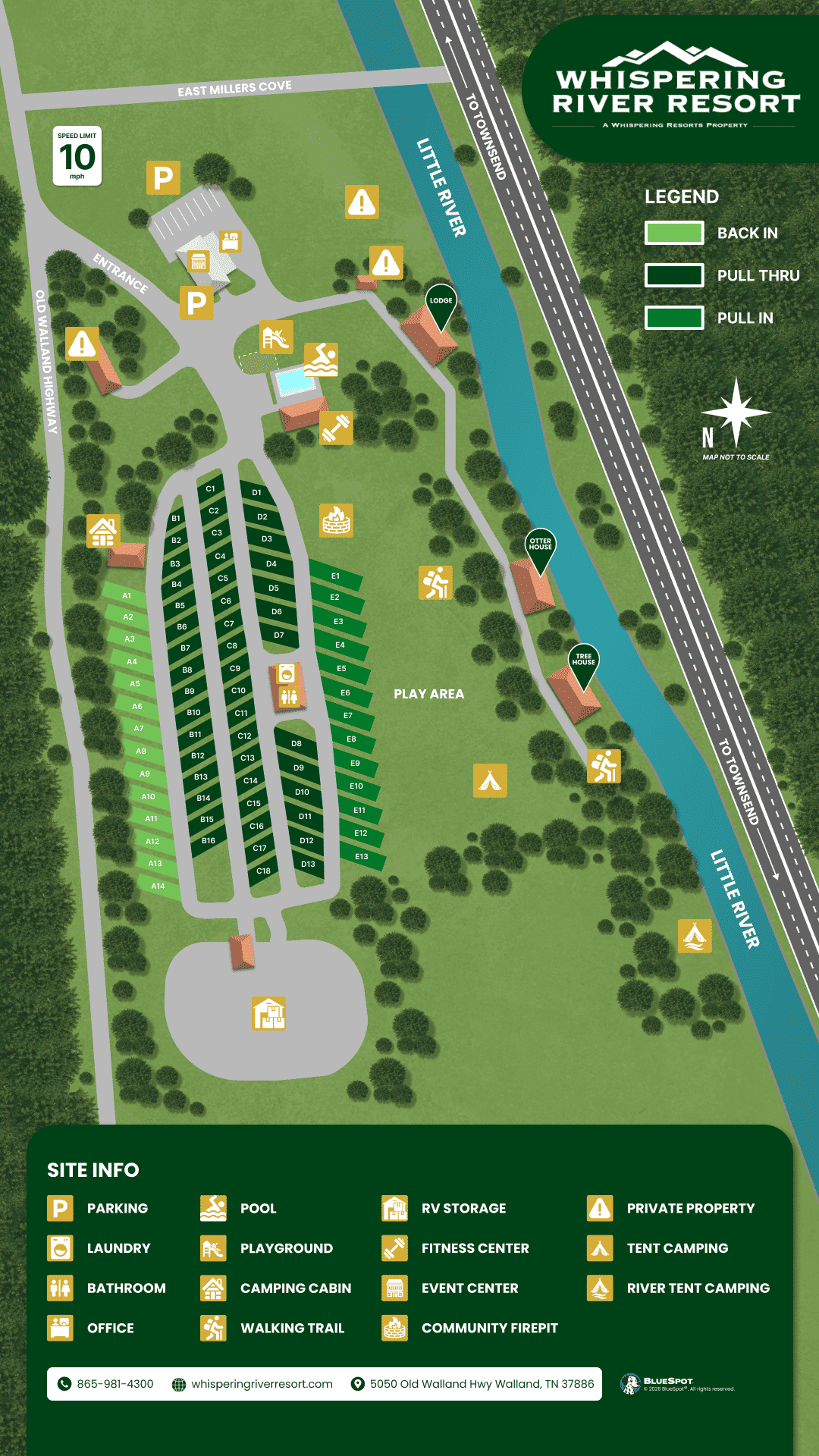 Whispering River Resort Map - Walland, TN