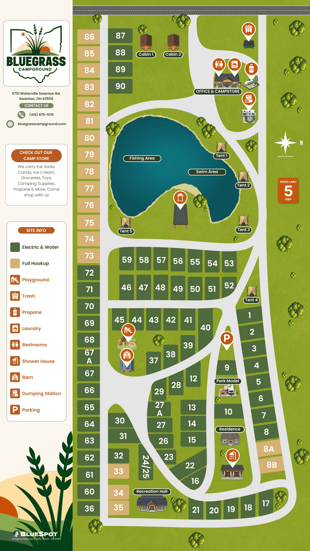 Bluegrass Campground map